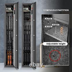 Large Rifle Safe Quick Access 6-Gun Cabinet Alarm LED Double Security Storage
