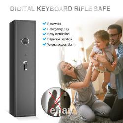 Large Rifle Safe Quick Access 6 Long Gun Storage Cabinet w. Lockbox Dual Alarm