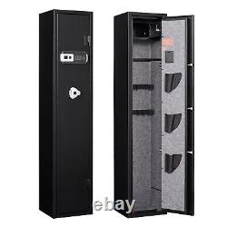 Large Rifle Safe Quick Access Metal 5-Gun Storage Cabinet with Pistol Lock Box