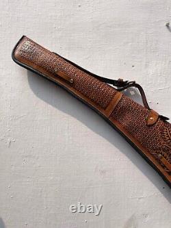 Leather Rifle Gun Cover with Adjustable Strip Shooting Gun Case (Brown, 33 Inch)