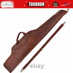 Leather Rifle Soft Case Gun Scoped Bag Safe Slip Padded Carrying Storage-TOURBON