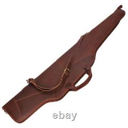 Leather Rifle Soft Case Gun Scoped Bag Safe Slip Padded Carrying Storage-TOURBON