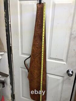 Leather rifle gun case Hand Made Deer Scene And Western Design Very Stunning