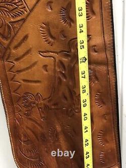 Leather rifle gun case Hand Made Deer Scene And Western Design Very Stunning