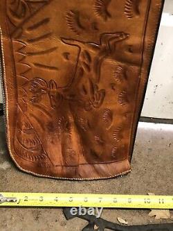 Leather rifle gun case Hand Made Deer Scene And Western Design Very Stunning