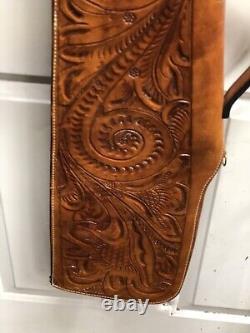 Leather rifle gun case Hand Made Deer Scene And Western Design Very Stunning