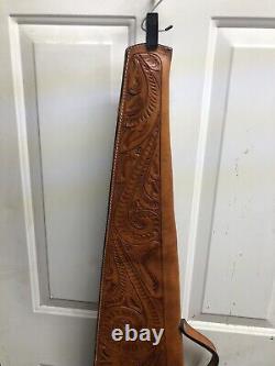 Leather rifle gun case Hand Made Deer Scene And Western Design Very Stunning