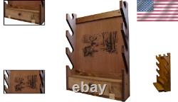 Lightweight Wall-Mount Wooden Gun Display with Storage Compartment Deer Print