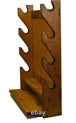 Lightweight Wall-Mount Wooden Gun Display with Storage Compartment Deer Print