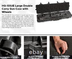 Long Gun Rifle Storage 2 Double Carry Hard Case Wheel Padded Waterproof Lock Box