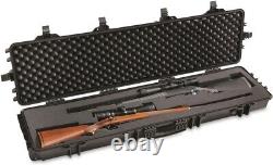 Long Gun Rifle Storage 2 Double Carry Hard Case Wheel Padded Waterproof Lock Box