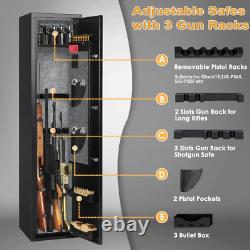 Long Rifle Gun Safe Quick Access Cabinet Keypad Security Metal Storage 4-10 Guns