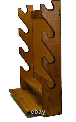 MODERN Wooden Gun Display Rack Wall Mount Storage Cabinet 4 Rifle Shotgun USA