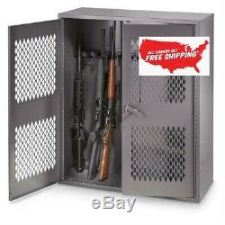 Metal Gun Locker 12 Gun Capacity Storage Safe Security Display Locking 2-Doors