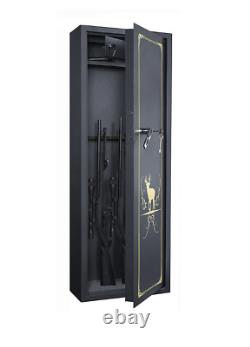 Metal Security Cabinet Long Rifle Gun Safe Quick Access Locking Shotgun Storage