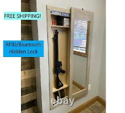 Mirror Safe, Hidden storage mirror In-wall gun safe rifle pistol, COLOR SAND