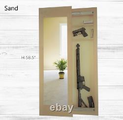 Mirror Safe, Hidden storage mirror In-wall gun safe rifle pistol, COLOR SAND