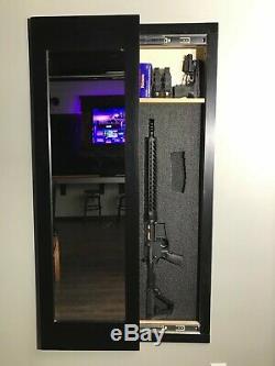 Mirror Safe, In-wall gun safe concealment cabinet rifle pistol storage Black
