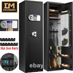 New 5 6 Rifle Gun Safe Steel Storage Cabinet 2 RACK External Battery Dual Alarm