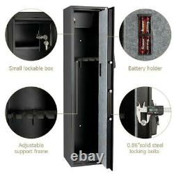 New Large 5 Rifle Digital Gun Safe Electronic Lock Storage Steel Cabinet Firearm