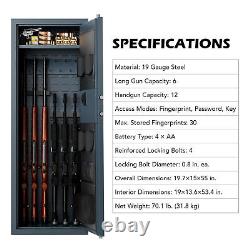 PINTY Large 6-18 Rifle Gun Storage Safe Cabinet 3 Locks Quick Access Unassembled