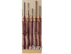 Pine Wooden 5 Place Vertical Locking Long Gun Rack Rifles Storage Floor Display