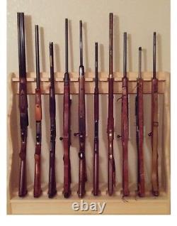 Pine Wooden Locking Vertical Gun Rack 12 Place Rifle Shotgun Storage Display