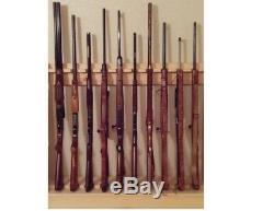 Pine Wooden Vertical 12 Place Gun Rack Long Rifle Lockable Storage Display