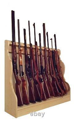 Pine Wooden Vertical Gun Rack 8 Place Rifle Shotgun Storage Floor Stand Display