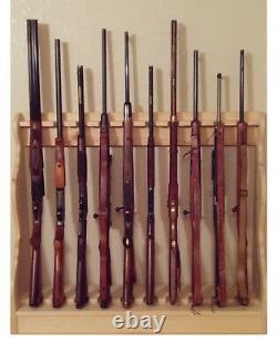 Pine Wooden Vertical Gun Rack 8 Place Rifle Shotgun Storage Floor Stand Display
