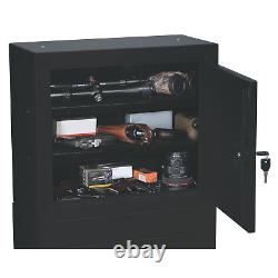 Pistol Ammo Security Gun Cabinet Safe Steel Stackable Storage Removable 2-Shelf