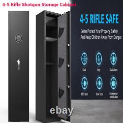 Quick Access 4-5 Gun Storage Cabinet Home Large Rifle Safe with Handgun Lockbox