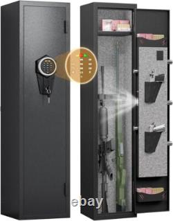 Quick Access Gun Cabinets with LED Light, Gun Safe with Adjustable Gun Rack