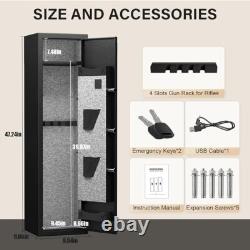 Quick Access Gun Cabinets with LED Light, Gun Safe with Adjustable Gun Rack