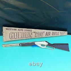 RARE Vintage DAISY Model 1201 GOLDEN 750 BB GUN Rifle Western Auto Store withBOX