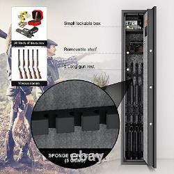 RIDDOST Large Rifle Safe Quick Access 5/6-Gun Storage Cabinet with Lock Box Black