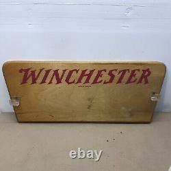 Rare Vintage Winchester Wood Gun Rifle Holder Rack Store Display Wall Mount Sign