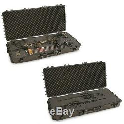 Rifle Compound Bow Hard Carry Case Wheels Padded Waterproof 2 Gun Storage TSA