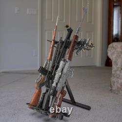 Rifle Gun Rack Folding Portable Heavy-Duty Steel Holds 7 Pistols and 4 Rifles