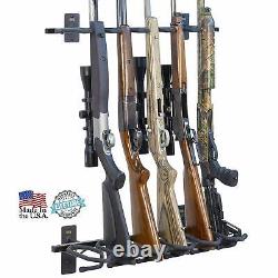Rifle Gun Rack Holder Storage Display Hanger Firearm Shotgun Metal Black Holds 6