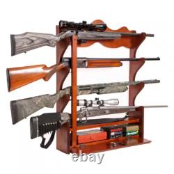 Rifle Gun Rack Organizer Wood Wall Rack Storage Home Room Safe Security 4 Guns