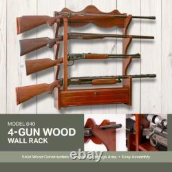 Rifle Gun Rack Organizer Wood Wall Rack Storage Home Room Safe Security 4 Guns