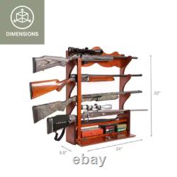 Rifle Gun Rack Organizer Wood Wall Rack Storage Home Room Safe Security 4 Guns