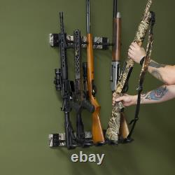 Rifle Gun Rack Shotgun Wall Mount Rustic Wood Solid Steel Garage Office Retail