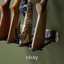 Rifle Gun Rack Shotgun Wall Mount Rustic Wood Solid Steel Garage Office Retail