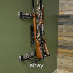 Rifle Gun Rack Shotgun Wall Mount Rustic Wood Solid Steel Garage Office Retail