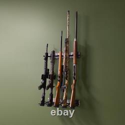Rifle Gun Rack Shotgun Wall Mount Rustic Wood Solid Steel Garage Office Retail