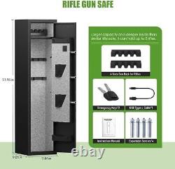 Rifle Gun Safe, Gun Safe with Adjustable Gun Rack and Removable Shelf