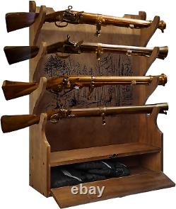 Rifle Gun Wooden Display Rack Cabinet Storage Wall Mount Home Gun Racks Soft Pad