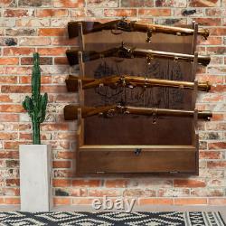 Rifle Gun Wooden Display Rack Cabinet Storage Wall Mount Home Gun Racks Soft Pad